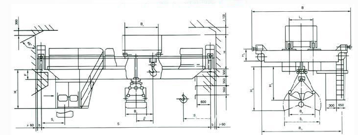 抓斗吊钩两用桥式起重机结构图